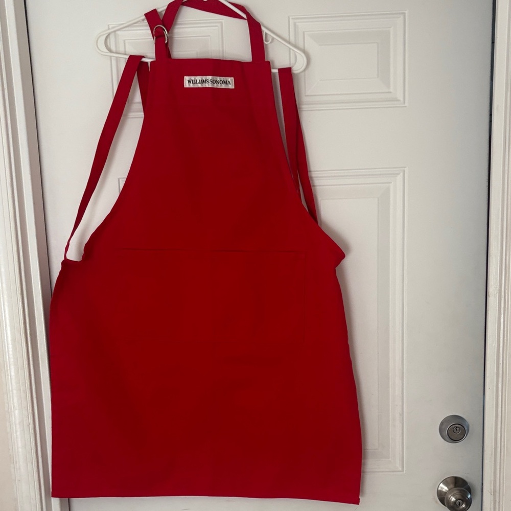 Williams Sonoma Red Full-Length Kitchen Apron